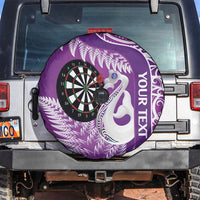 Personalised New Zealand Darts Spare Tire Cover Aotearoa Fern Mix Paua Shell Manaia - Purple LT14 Purple - Polynesian Pride