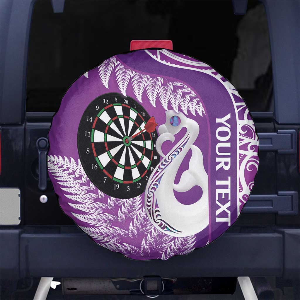 Personalised New Zealand Darts Spare Tire Cover Aotearoa Fern Mix Paua Shell Manaia - Purple LT14 - Polynesian Pride