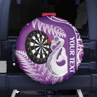 Personalised New Zealand Darts Spare Tire Cover Aotearoa Fern Mix Paua Shell Manaia - Purple LT14 - Polynesian Pride