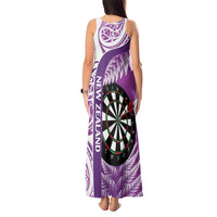 Personalised New Zealand Darts Tank Maxi Dress Aotearoa Fern Mix Paua Shell Manaia - Purple LT14 - Polynesian Pride