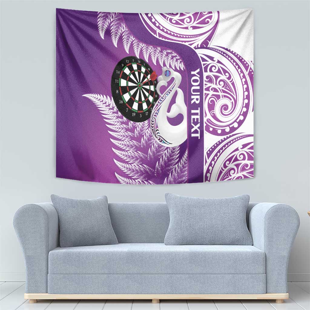 Personalised New Zealand Darts Tapestry Aotearoa Fern Mix Paua Shell Manaia - Purple