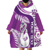 Personalised New Zealand Darts Wearable Blanket Hoodie Aotearoa Fern Mix Paua Shell Manaia - Purple LT14 - Polynesian Pride