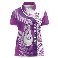 Personalised New Zealand Darts Women Polo Shirt Aotearoa Fern Mix Paua Shell Manaia - Purple LT14 Female Purple - Polynesian Pride