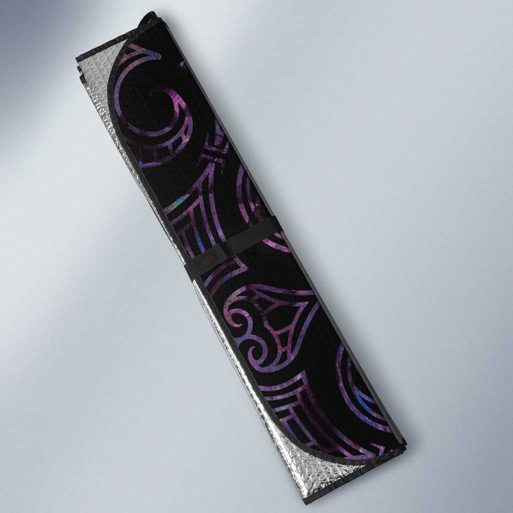New Zealand Silver Fern Rugby Custom Auto Sun Shade Go All Black Purple Maori Paua Shell - Polynesian Pride