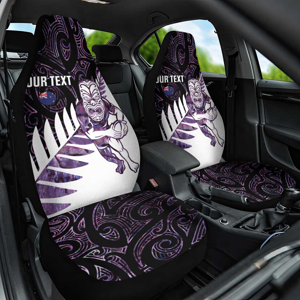 New Zealand Silver Fern Rugby Custom Car Seat Cover Go All Black Purple Maori Paua Shell LT14 One Size Purple - Polynesian Pride