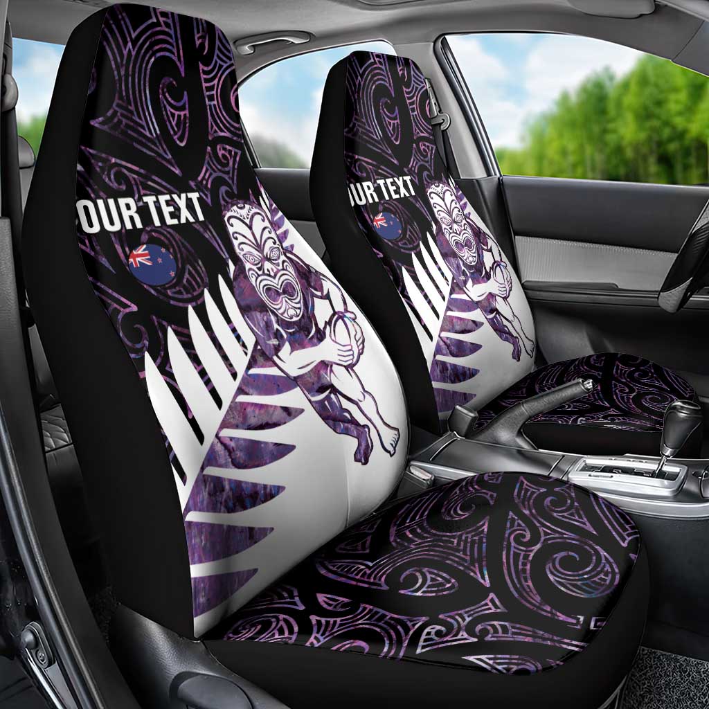 New Zealand Silver Fern Rugby Custom Car Seat Cover Go All Black Purple Maori Paua Shell LT14 - Polynesian Pride