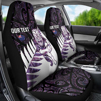 New Zealand Silver Fern Rugby Custom Car Seat Cover Go All Black Purple Maori Paua Shell LT14 - Polynesian Pride