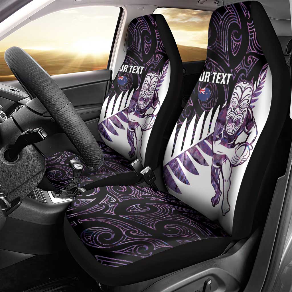 New Zealand Silver Fern Rugby Custom Car Seat Cover Go All Black Purple Maori Paua Shell LT14 - Polynesian Pride