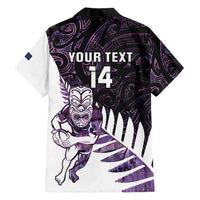 New Zealand Silver Fern Rugby Custom Family Matching Short Sleeve Bodycon Dress and Hawaiian Shirt Go All Black Purple Maori Paua Shell LT14 - Polynesian Pride