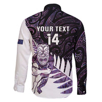 New Zealand Silver Fern Rugby Custom Family Matching Short Sleeve Bodycon Dress and Hawaiian Shirt Go All Black Purple Maori Paua Shell LT14 - Polynesian Pride