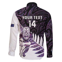 New Zealand Silver Fern Rugby Custom Family Matching Summer Maxi Dress and Hawaiian Shirt Go All Black Purple Maori Paua Shell LT14 - Polynesian Pride