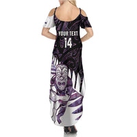 New Zealand Silver Fern Rugby Custom Family Matching Summer Maxi Dress and Hawaiian Shirt Go All Black Purple Maori Paua Shell LT14 - Polynesian Pride