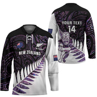 New Zealand Silver Fern Rugby Custom Hockey Jersey Go All Black Purple Maori Paua Shell - Polynesian Pride