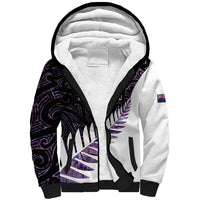 New Zealand Silver Fern Rugby Custom Sherpa Hoodie Go All Black Purple Maori Paua Shell LT14 Unisex Purple - Polynesian Pride