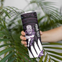 New Zealand Silver Fern Rugby Custom Skinny Tumbler Go All Black Purple Maori Paua Shell LT14 - Polynesian Pride