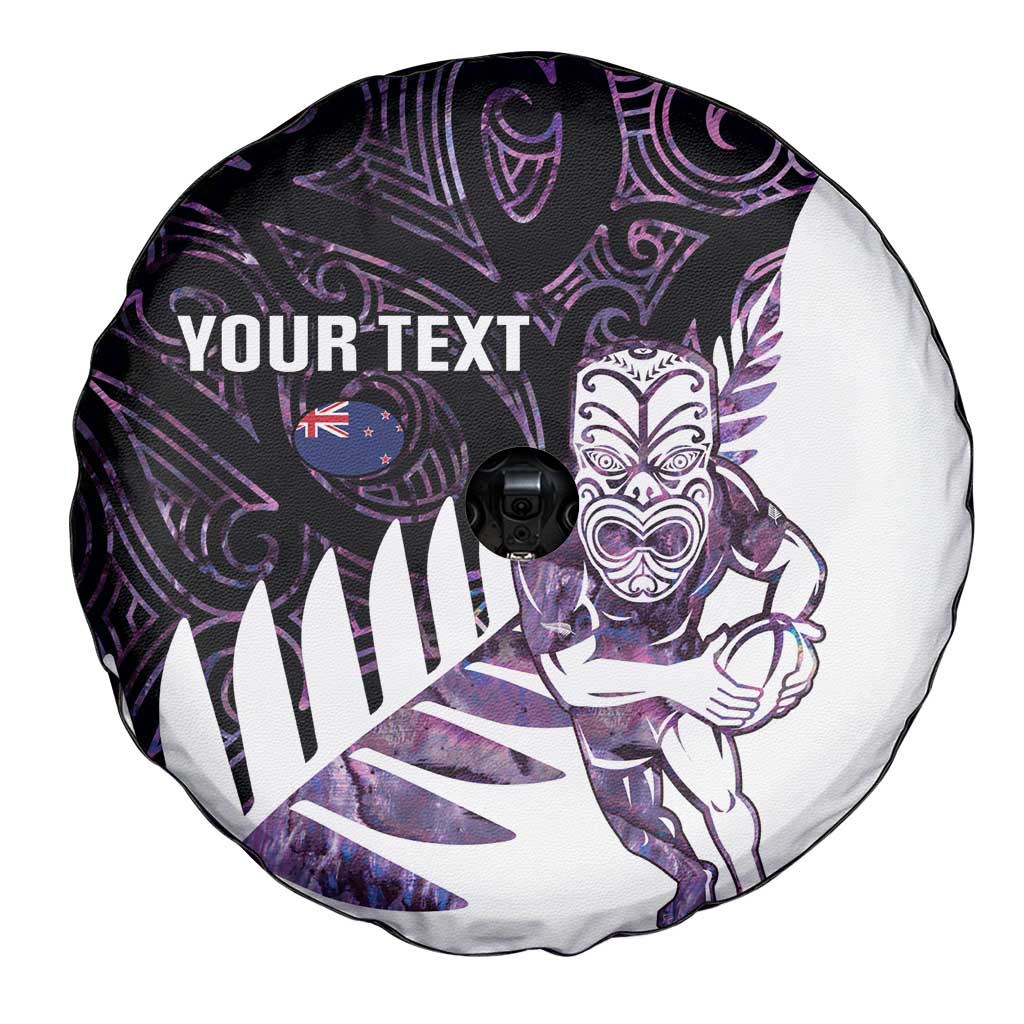 New Zealand Silver Fern Rugby Custom Spare Tire Cover Go All Black Purple Maori Paua Shell LT14 - Polynesian Pride