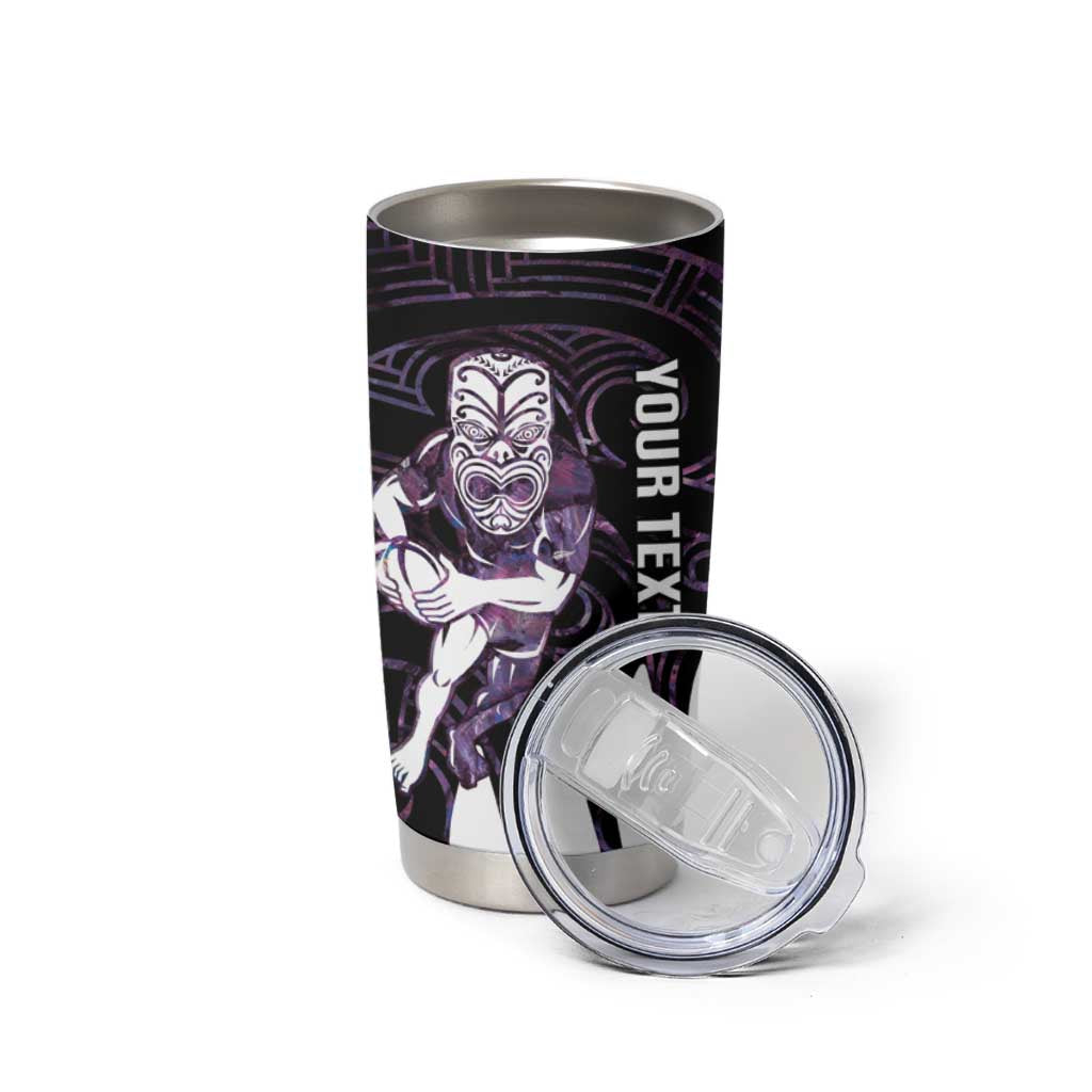 New Zealand Silver Fern Rugby Custom Tumbler Cup Go All Black Purple Maori Paua Shell - Polynesian Pride