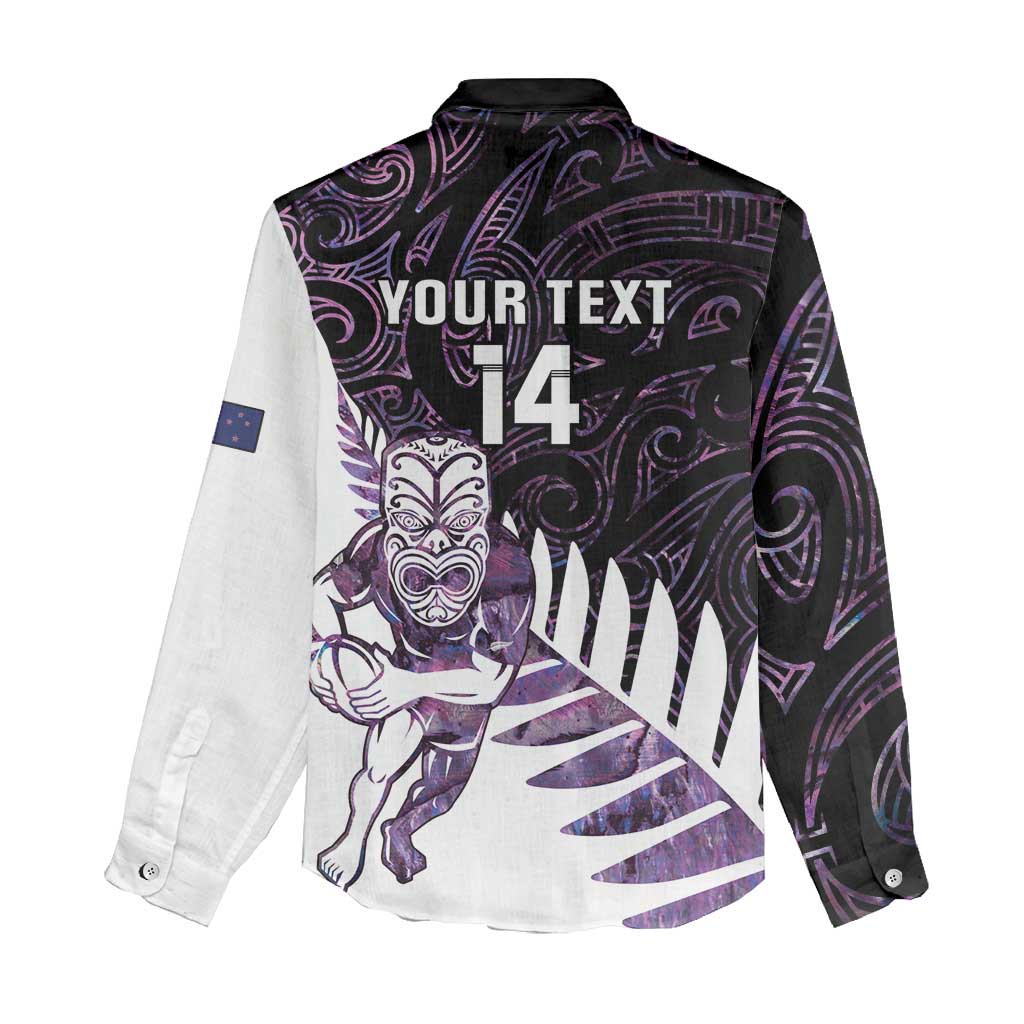 New Zealand Silver Fern Rugby Custom Women Casual Shirt Go All Black Purple Maori Paua Shell LT14 - Polynesian Pride