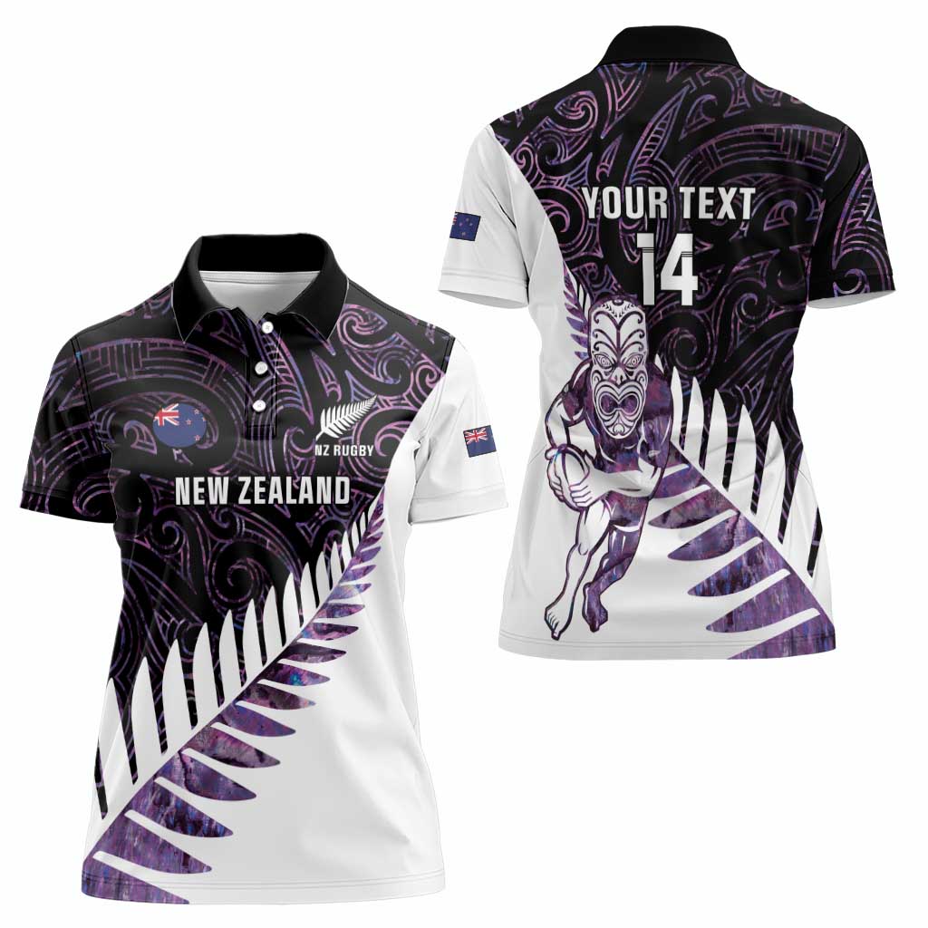 New Zealand Silver Fern Rugby Custom Women Polo Shirt Go All Black Purple Maori Paua Shell LT14 - Polynesian Pride