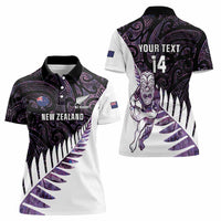 New Zealand Silver Fern Rugby Custom Women Polo Shirt Go All Black Purple Maori Paua Shell LT14 - Polynesian Pride