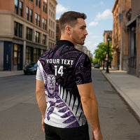 New Zealand Silver Fern Rugby Custom Zipper Polo Shirt Go All Black Purple Maori Paua Shell LT14 - Polynesian Pride