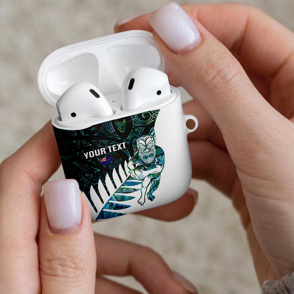 New Zealand Silver Fern Rugby Custom AirPods Case Go All Black Turquoise Maori Paua Shell - Polynesian Pride