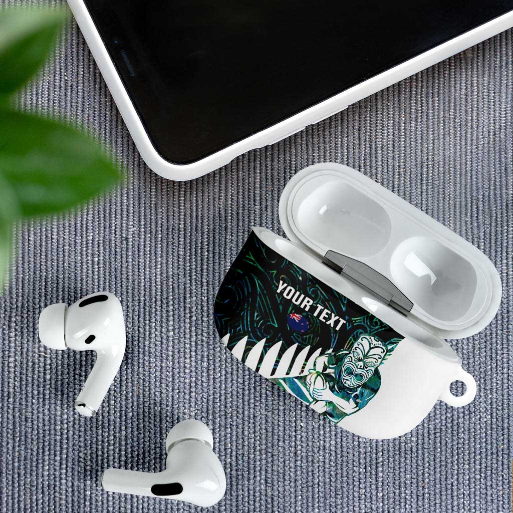 New Zealand Silver Fern Rugby Custom AirPods Case Go All Black Turquoise Maori Paua Shell - Polynesian Pride