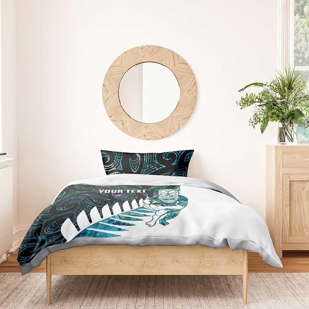 New Zealand Silver Fern Rugby Custom Bedding Set Go All Black Turquoise Maori Paua Shell - Polynesian Pride