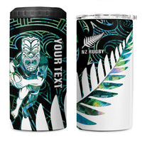 New Zealand Silver Fern Rugby Custom 4 in 1 Can Cooler Tumbler Go All Black Turquoise Maori Paua Shell LT14 One Size: 16 oz Turquoise - Polynesian Pride