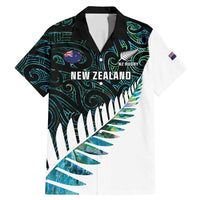 New Zealand Silver Fern Rugby Custom Family Matching Mermaid Dress and Hawaiian Shirt Go All Black Turquoise Maori Paua Shell LT14 Dad's Shirt - Short Sleeve Turquoise - Polynesian Pride