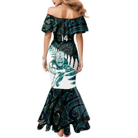 New Zealand Silver Fern Rugby Custom Family Matching Mermaid Dress and Hawaiian Shirt Go All Black Turquoise Maori Paua Shell LT14 - Polynesian Pride