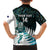 New Zealand Silver Fern Rugby Custom Family Matching Off Shoulder Maxi Dress and Hawaiian Shirt Go All Black Turquoise Maori Paua Shell - Polynesian Pride