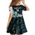 New Zealand Silver Fern Rugby Custom Family Matching Off Shoulder Maxi Dress and Hawaiian Shirt Go All Black Turquoise Maori Paua Shell - Polynesian Pride