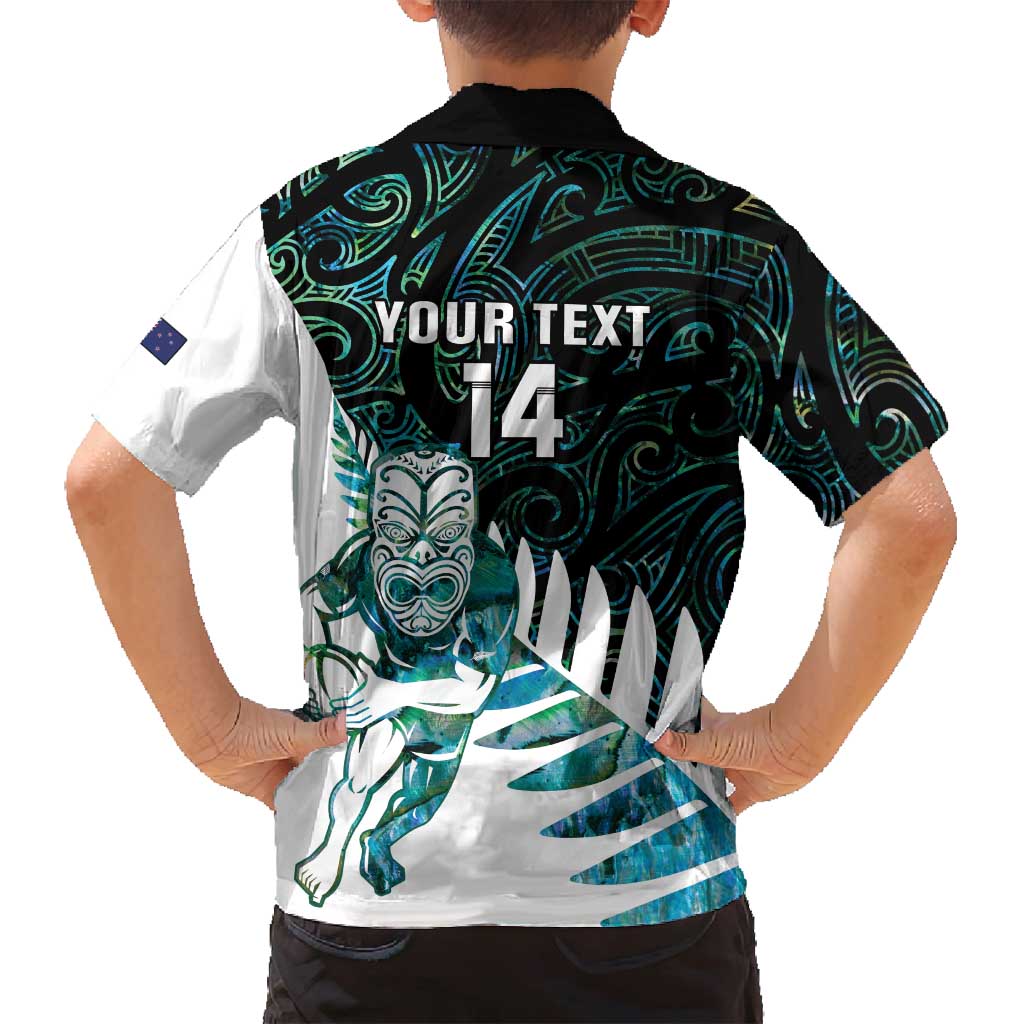 New Zealand Silver Fern Rugby Custom Family Matching Summer Maxi Dress and Hawaiian Shirt Go All Black Turquoise Maori Paua Shell LT14 - Polynesian Pride