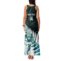 New Zealand Silver Fern Rugby Custom Family Matching Tank Maxi Dress and Hawaiian Shirt Go All Black Turquoise Maori Paua Shell LT14 - Polynesian Pride