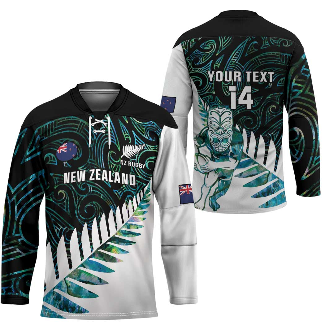 New Zealand Silver Fern Rugby Custom Hockey Jersey Go All Black Turquoise Maori Paua Shell - Polynesian Pride