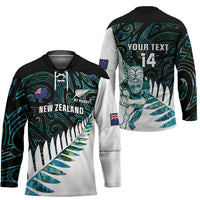 New Zealand Silver Fern Rugby Custom Hockey Jersey Go All Black Turquoise Maori Paua Shell - Polynesian Pride