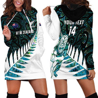 New Zealand Silver Fern Rugby Custom Hoodie Dress Go All Black Turquoise Maori Paua Shell LT14 - Polynesian Pride