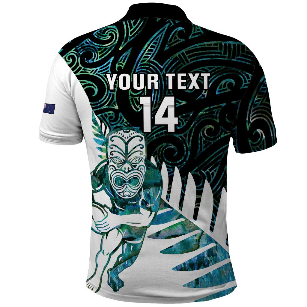 New Zealand Silver Fern Rugby Custom Polo Shirt Go All Black Turquoise Maori Paua Shell - Polynesian Pride