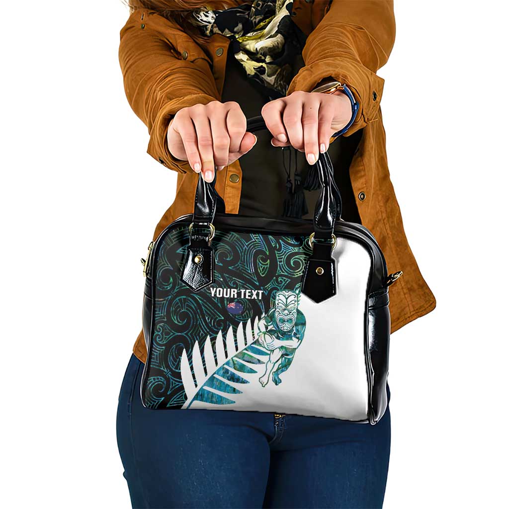 New Zealand Silver Fern Rugby Custom Shoulder Handbag Go All Black Turquoise Maori Paua Shell - Polynesian Pride