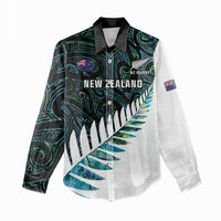 New Zealand Silver Fern Rugby Custom Women Casual Shirt Go All Black Turquoise Maori Paua Shell LT14 - Polynesian Pride