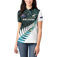 New Zealand Silver Fern Rugby Custom Women Polo Shirt Go All Black Turquoise Maori Paua Shell LT14 - Polynesian Pride