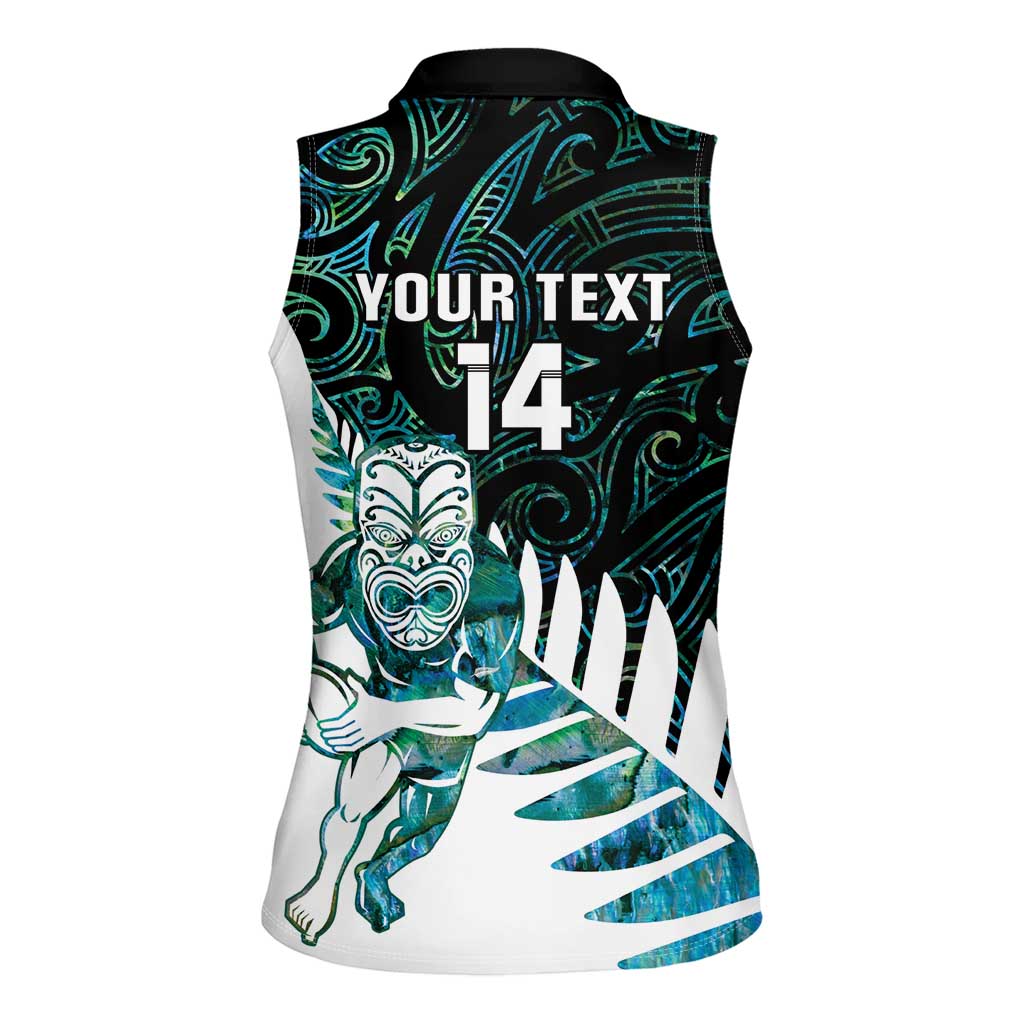 New Zealand Silver Fern Rugby Custom Women Sleeveless Polo Shirt Go All Black Turquoise Maori Paua Shell LT14 - Polynesian Pride