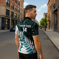New Zealand Silver Fern Rugby Custom Zipper Polo Shirt Go All Black Turquoise Maori Paua Shell LT14 - Polynesian Pride