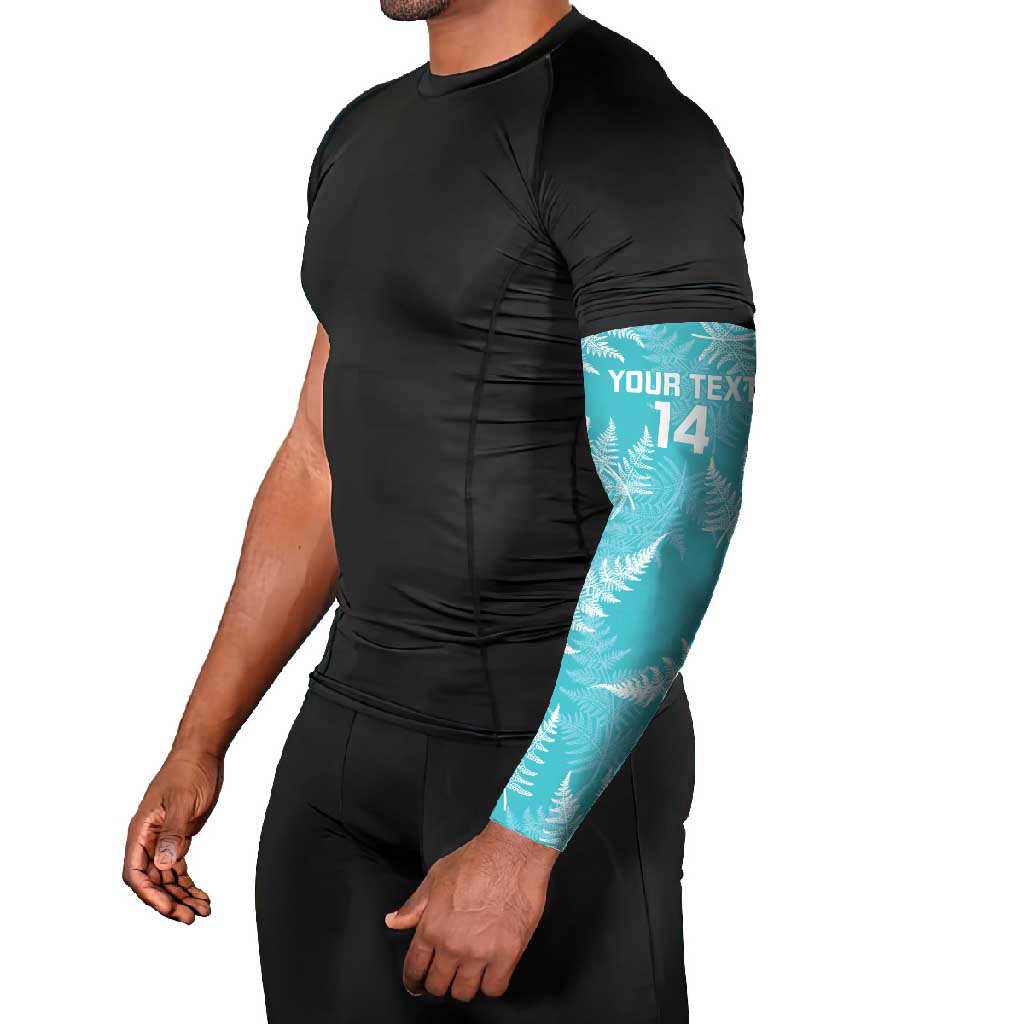 New Zealand Silver Fern Rugby Custom Arm Sleeves Go Aotearoa Champions Turquoise Version - Polynesian Pride