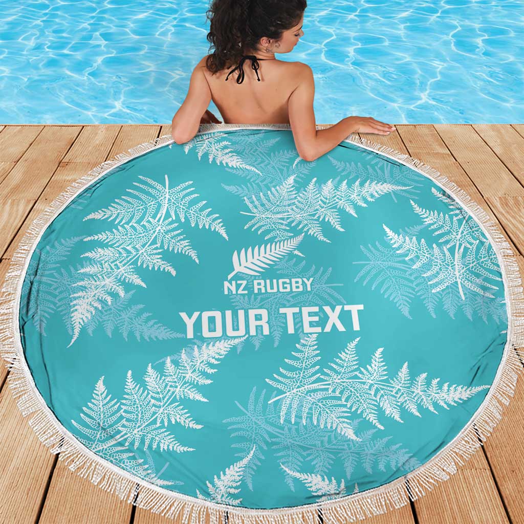 New Zealand Silver Fern Rugby Custom Beach Blanket Go Aotearoa Champions Turquoise Version - Polynesian Pride