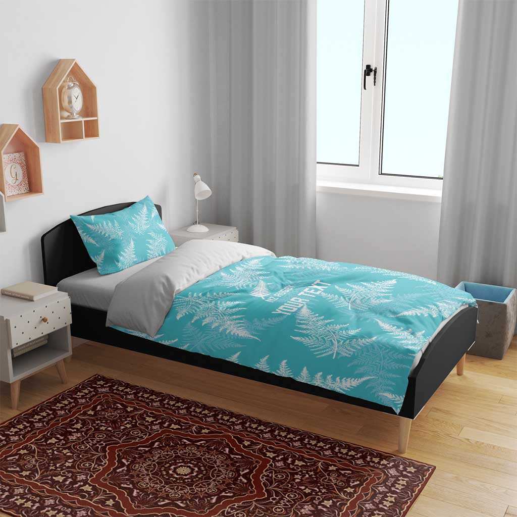 New Zealand Silver Fern Rugby Custom Bedding Set Go Aotearoa Champions Turquoise Version - Polynesian Pride