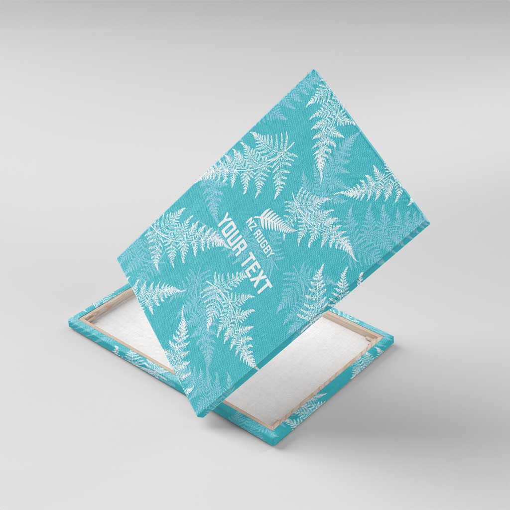 New Zealand Silver Fern Rugby Custom Canvas Wall Art Go Aotearoa Champions Turquoise Version - Polynesian Pride
