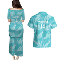 New Zealand Silver Fern Rugby Custom Couples Matching Puletasi and Hawaiian Shirt Go Aotearoa Champions Turquoise Version - Polynesian Pride