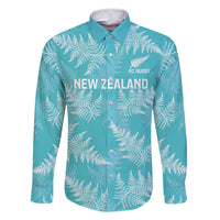 New Zealand Silver Fern Rugby Custom Family Matching Long Sleeve Bodycon Dress and Hawaiian Shirt Go Aotearoa Champions Turquoise Version LT14 Dad's Shirt - Long Sleeve Turquoise - Polynesian Pride